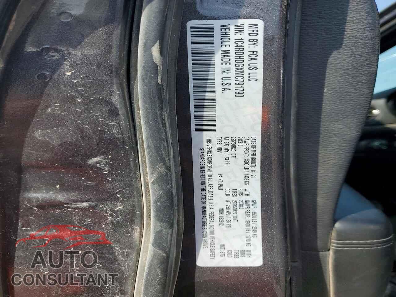 DODGE DURANGO 2021 - 1C4RDHDGXMC791790