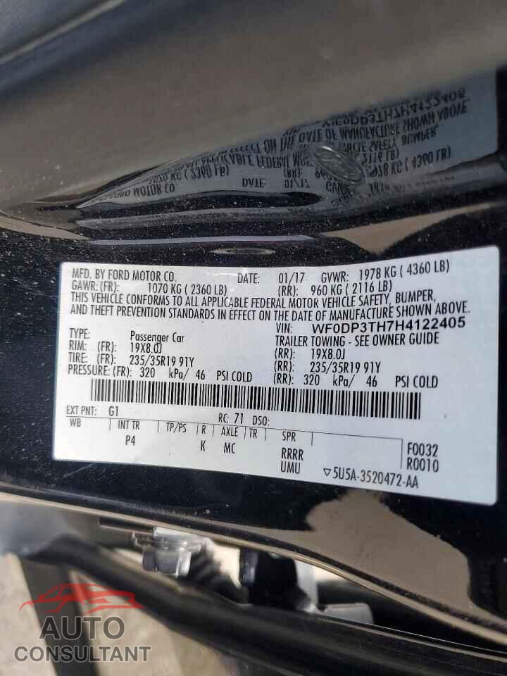 FORD FOCUS 2017 - WF0DP3TH7H4122405