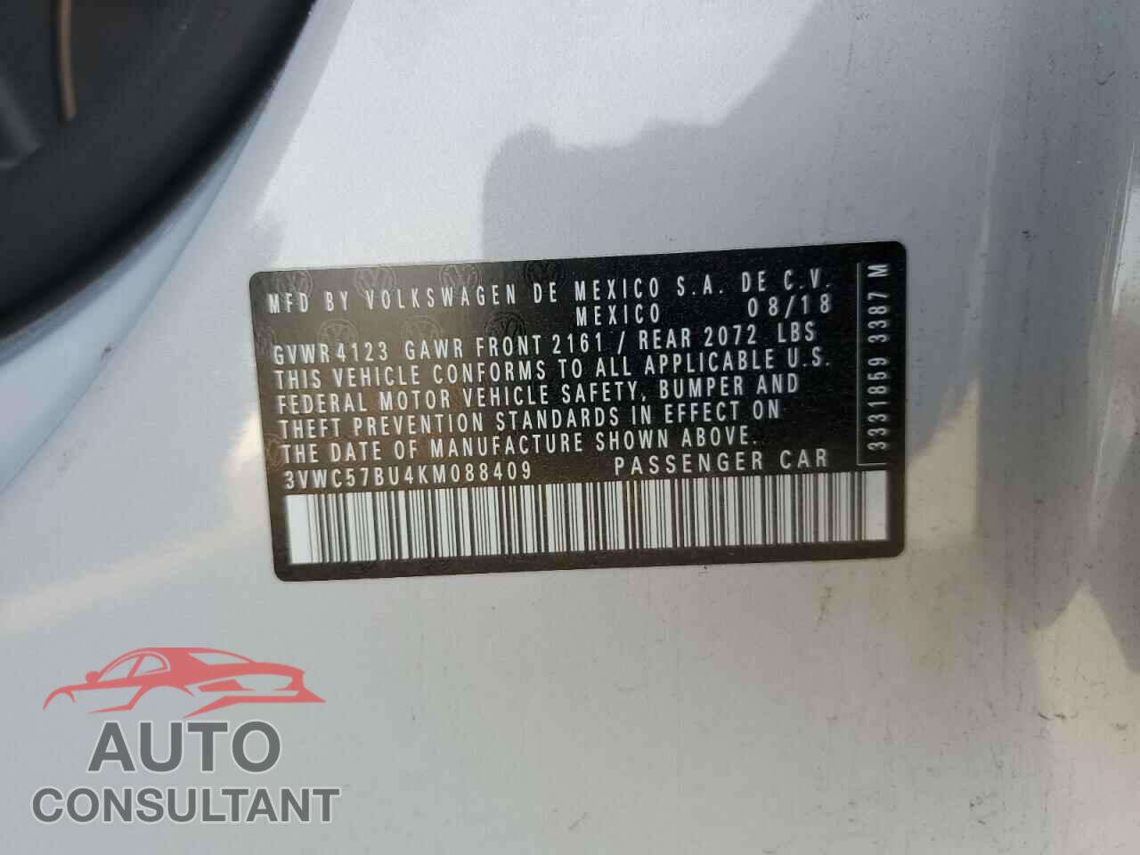 VOLKSWAGEN JETTA 2019 - 3VWC57BU4KM088409