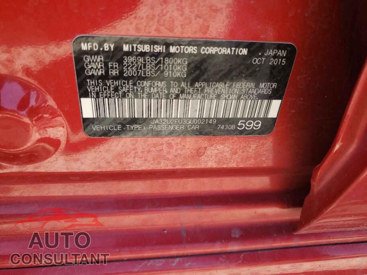 MITSUBISHI LANCER 2016 - JA32U2FU3GU002149