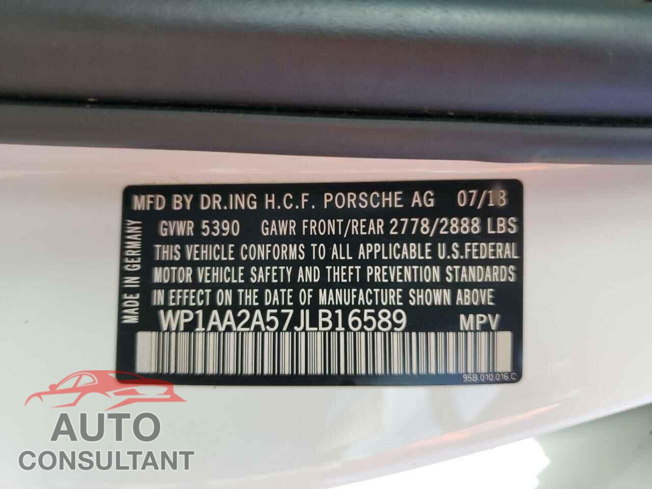 PORSCHE MACAN 2018 - WP1AA2A57JLB16589