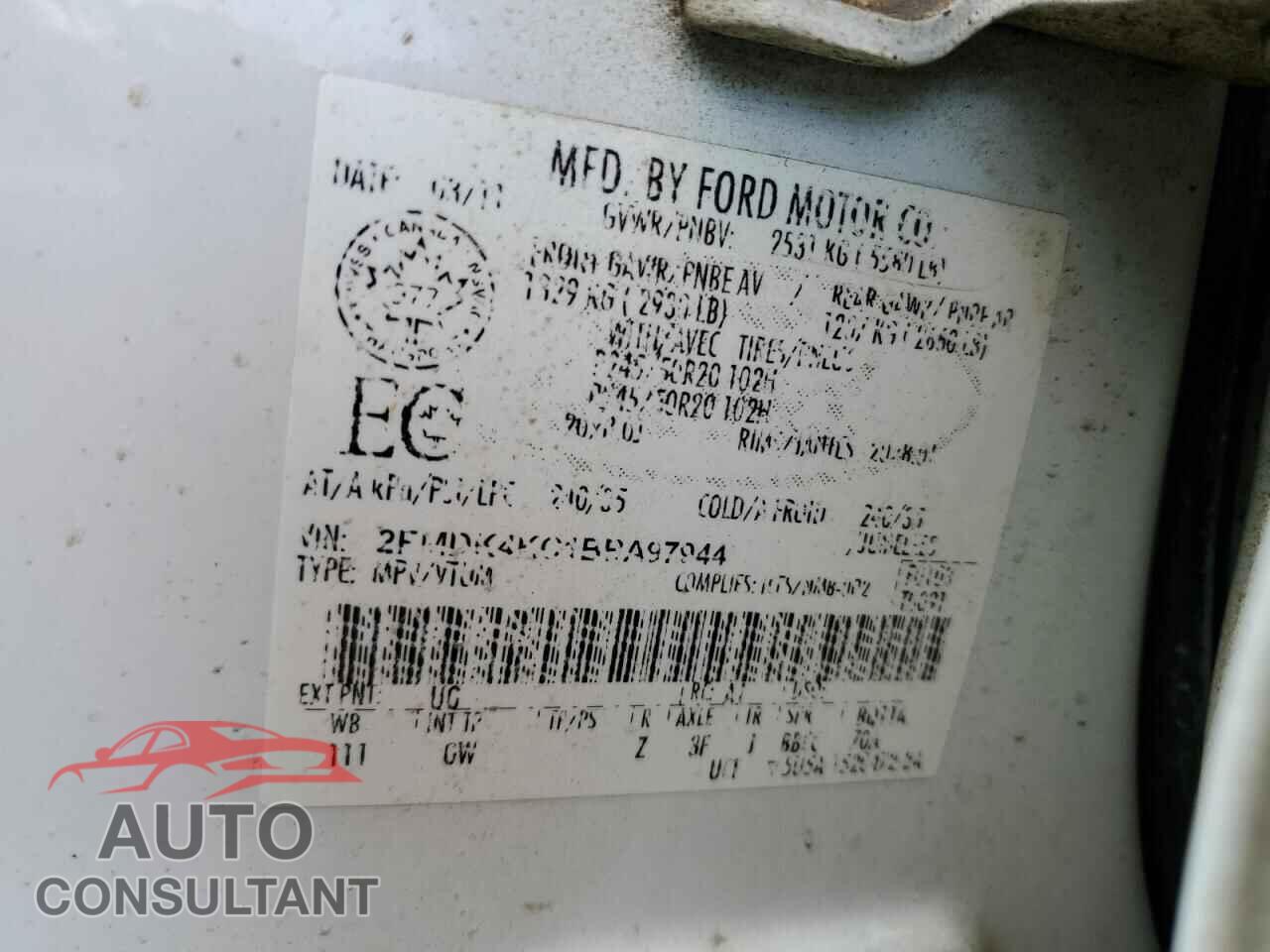 FORD EDGE 2011 - 2FMDK4KC1BBA97944