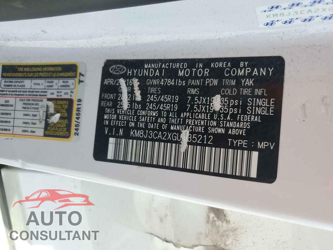 HYUNDAI TUCSON 2016 - KM8J3CA2XGU235212