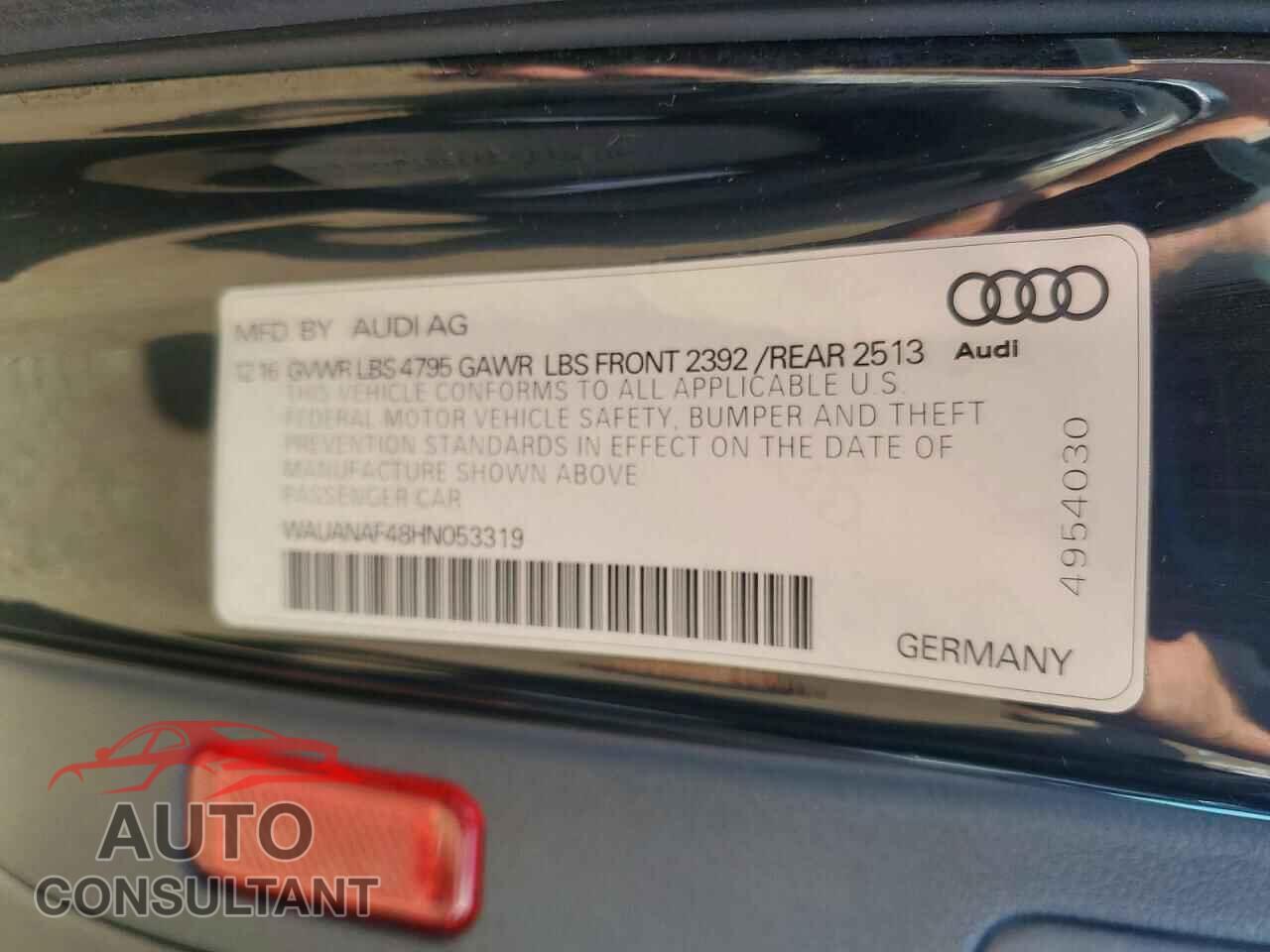 AUDI A4 2017 - WAUANAF48HN053319