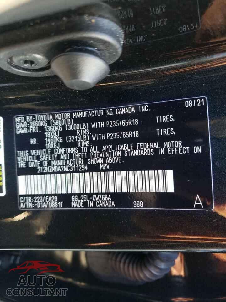 LEXUS RX350 2022 - 2T2HZMDA2NC311294