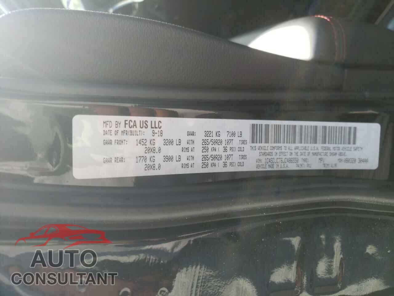 DODGE DURANGO 2018 - 1C4SDJCT6JC486550