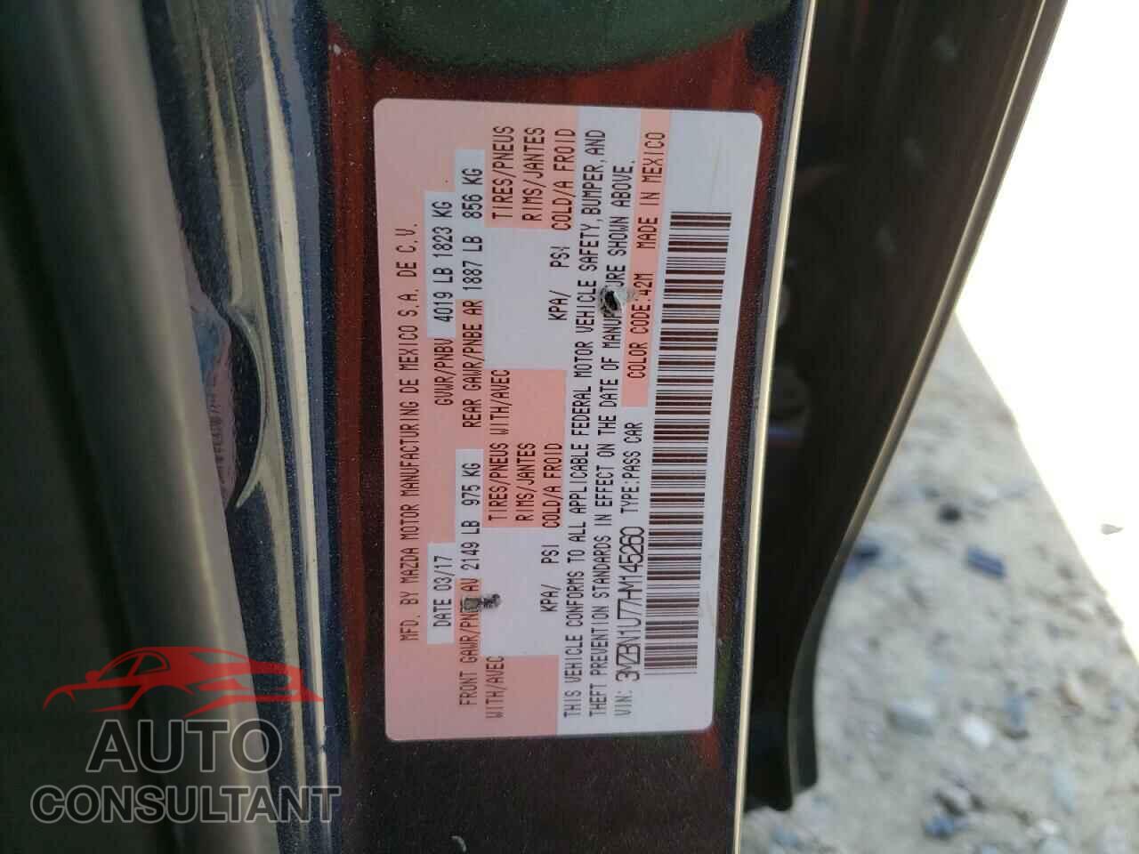 MAZDA 3 2017 - 3MZBN1U77HM145260