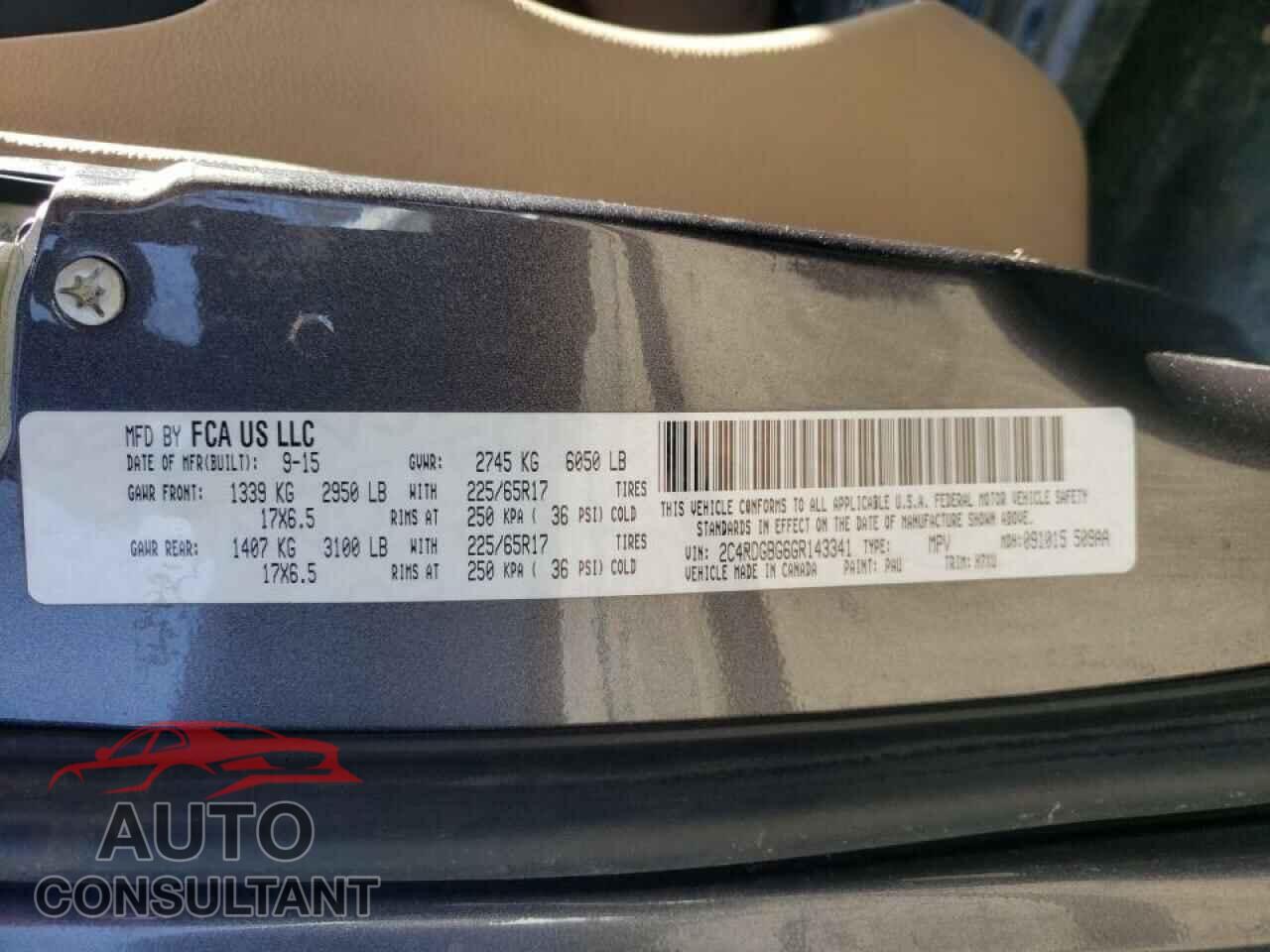 DODGE GRAND CARA 2016 - 2C4RDGBG6GR143341