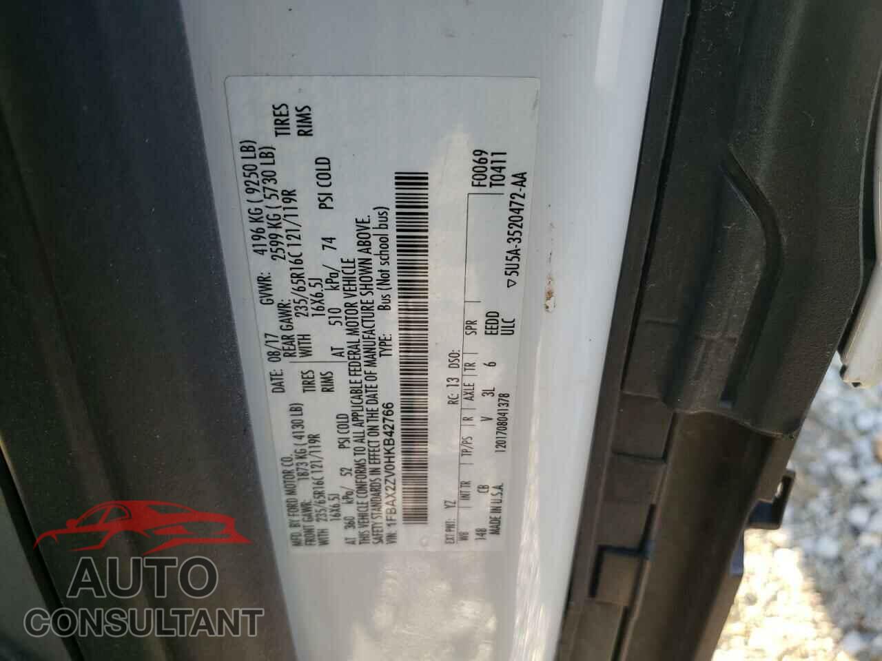FORD TRANSIT 2017 - 1FBAX2ZV0HKB42766