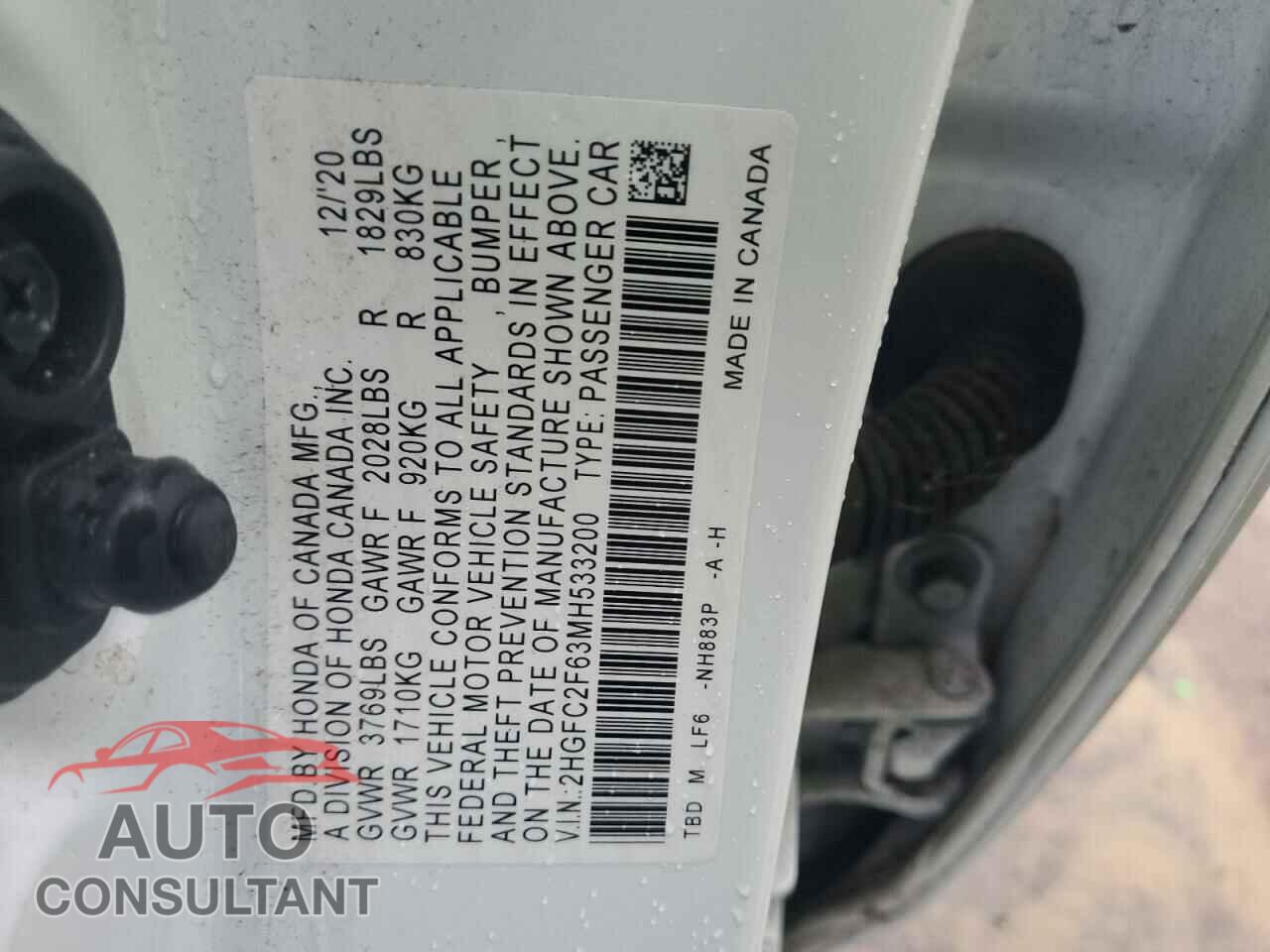 HONDA CIVIC 2021 - 2HGFC2F63MH533200