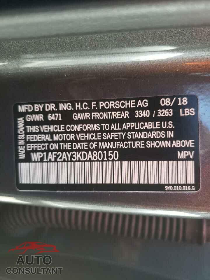 PORSCHE CAYENNE 2019 - WP1AF2AY3KDA80150