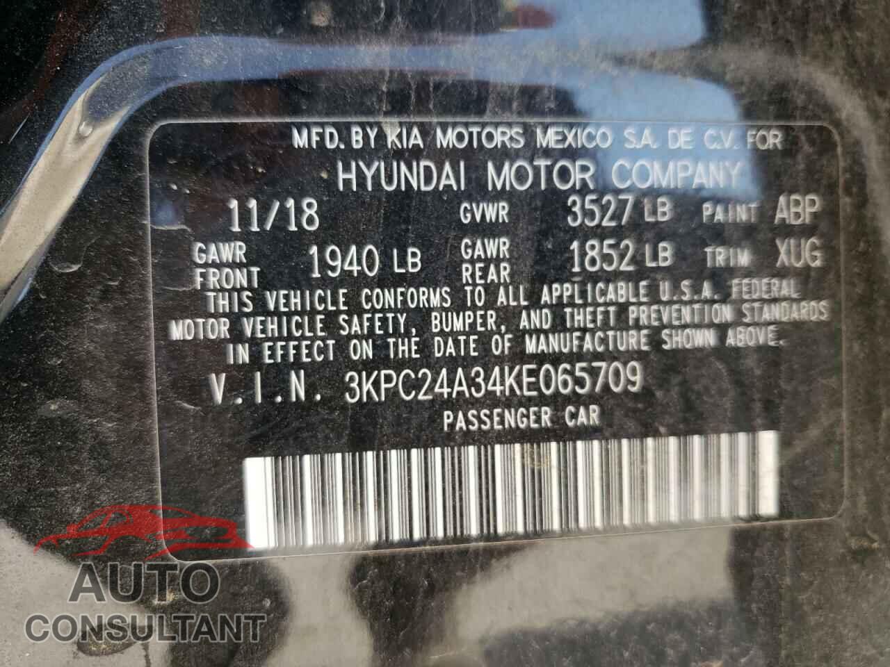 HYUNDAI ACCENT 2019 - 3KPC24A34KE065709