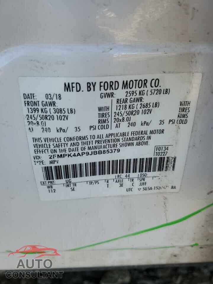 FORD EDGE 2018 - 2FMPK4AP9JBB85379