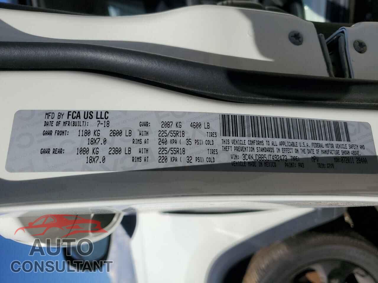 JEEP COMPASS 2018 - 3C4NJDBB5JT492473