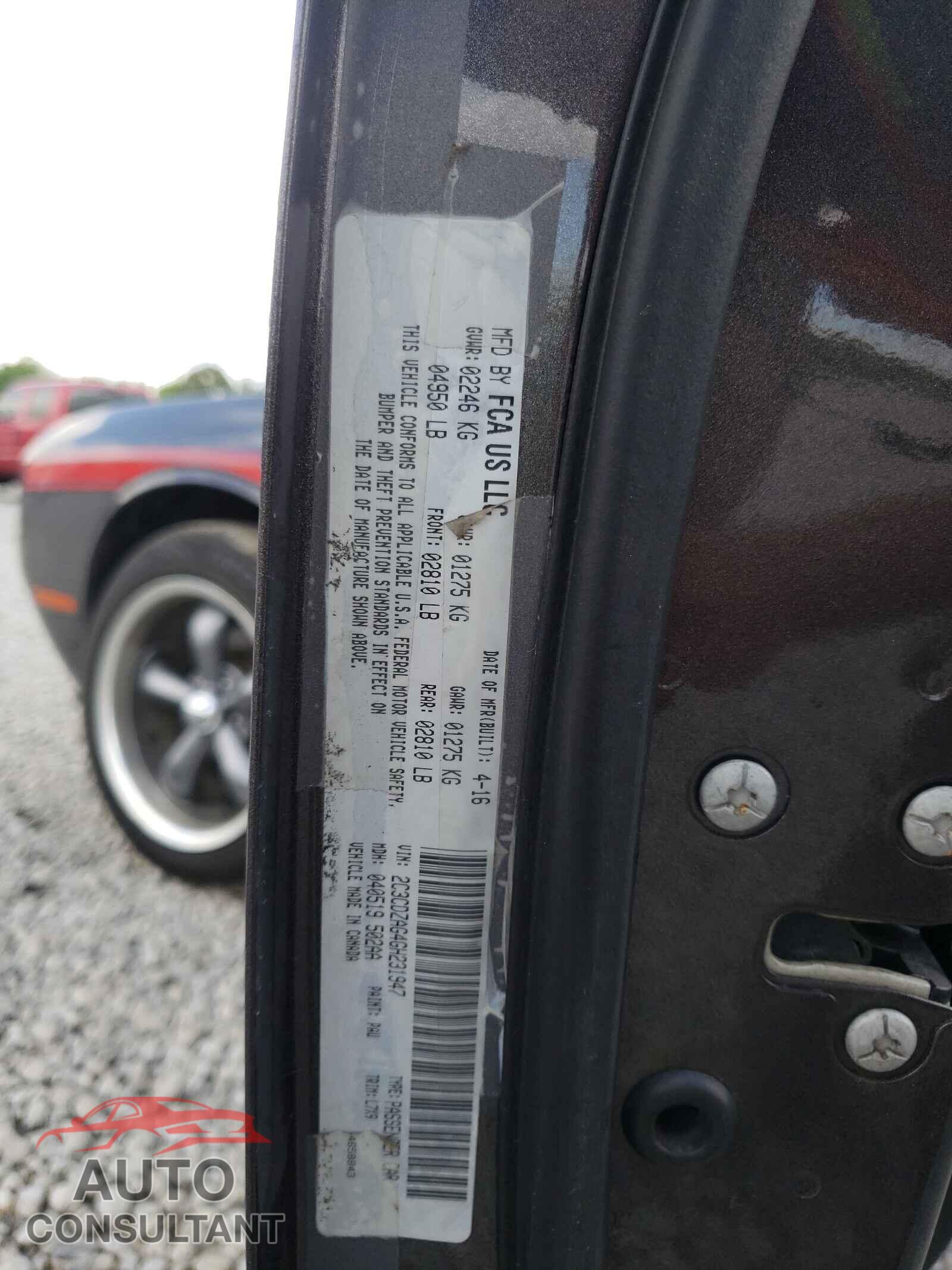 DODGE CHALLENGER 2016 - 2C3CDZAG4GH231947