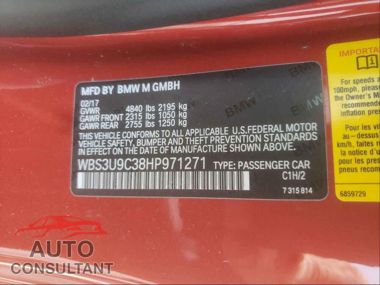 BMW M4 2017 - WBS3U9C38HP971271