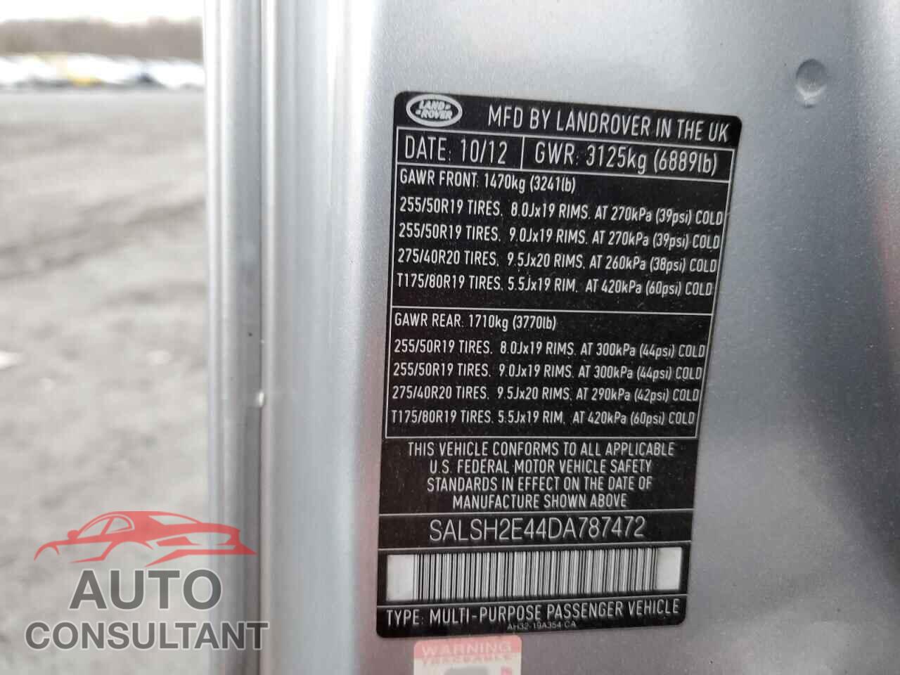 LAND ROVER RANGEROVER 2013 - SALSH2E44DA787472