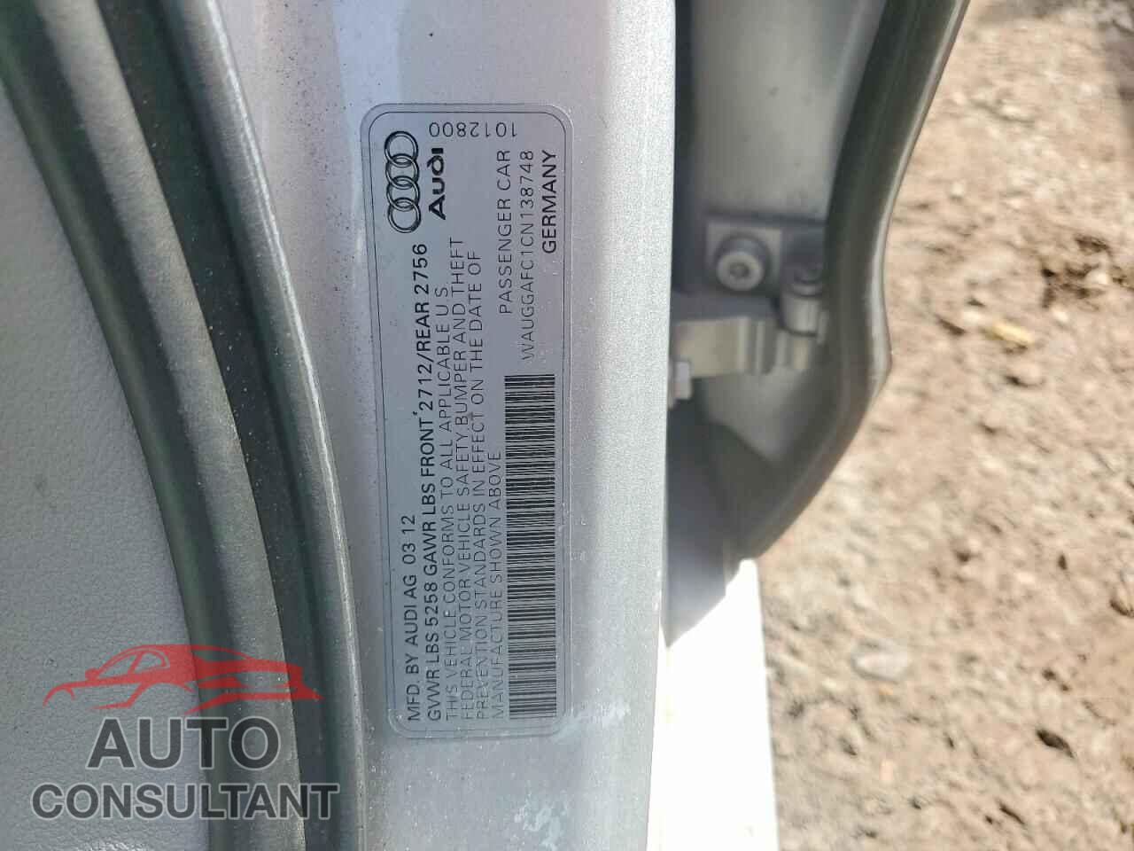 AUDI A6 2012 - WAUGGAFC1CN138748