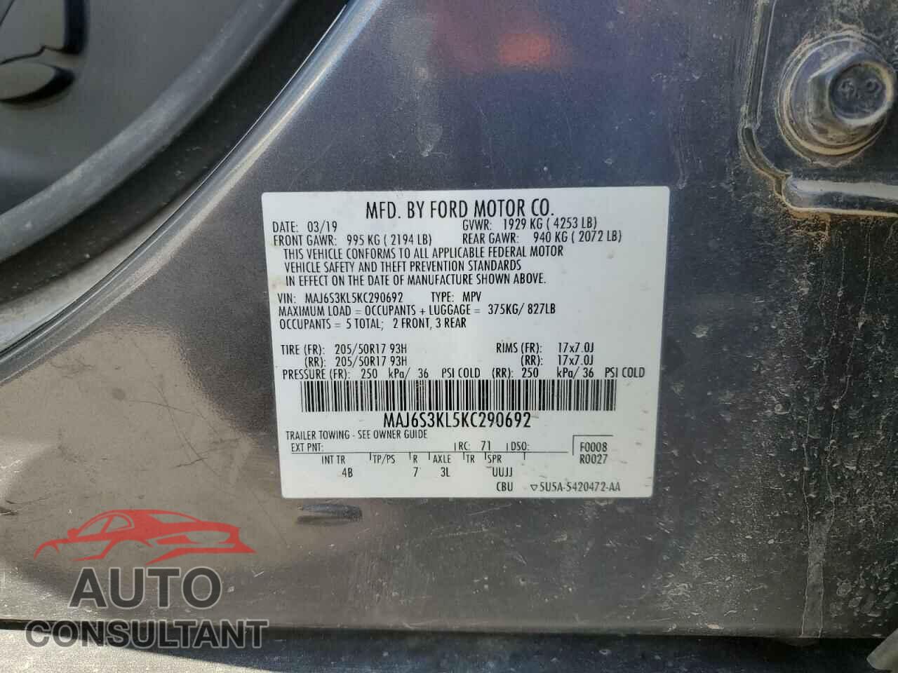FORD ECOSPORT 2019 - MAJ6S3KL5KC290692
