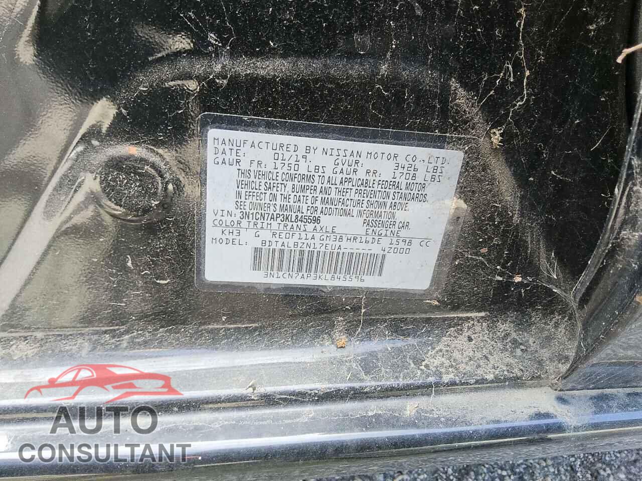 NISSAN VERSA 2019 - 3N1CN7AP3KL845596