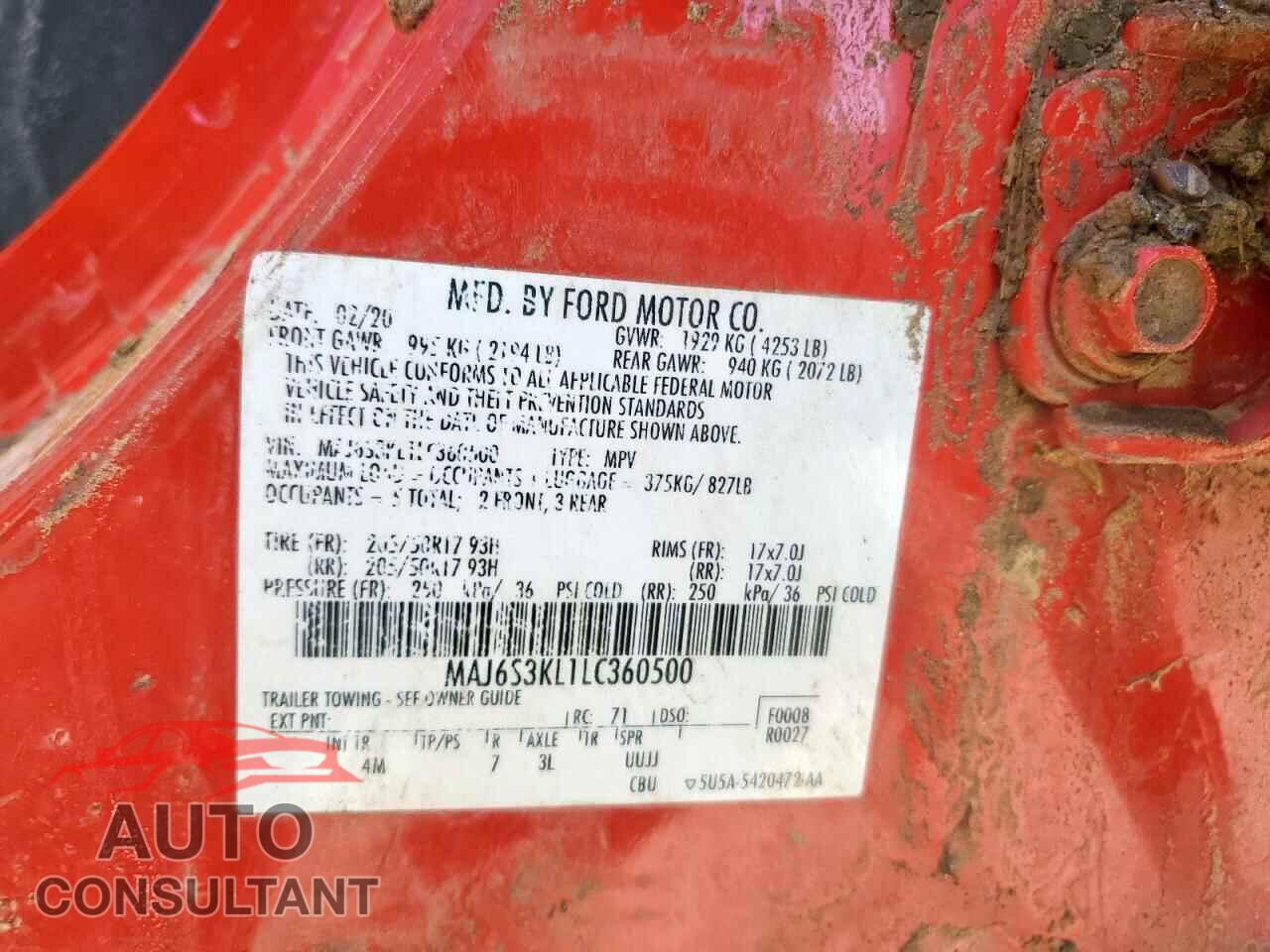 FORD ECOSPORT 2020 - MAJ6S3KL1LC360500