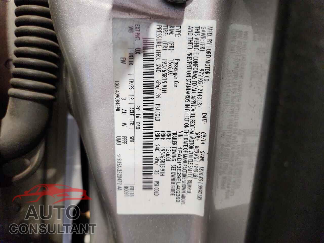 FORD FOCUS 2014 - 1FADP3E29EL402362