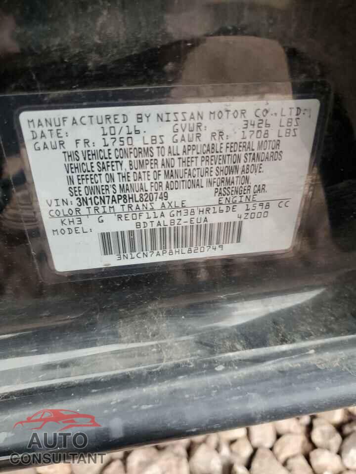 NISSAN VERSA 2017 - 3N1CN7AP8HL820749