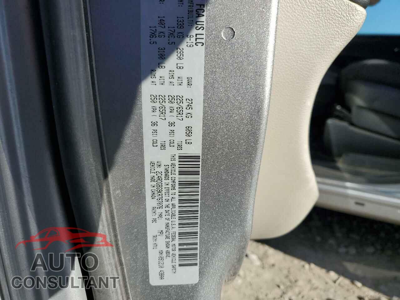 DODGE CARAVAN 2019 - 2C4RDGBG9KR767076