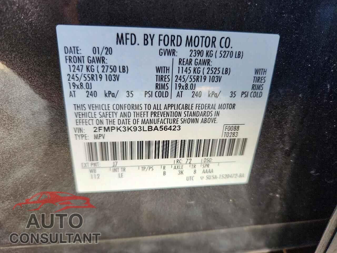 FORD EDGE 2020 - 2FMPK3K93LBA56423