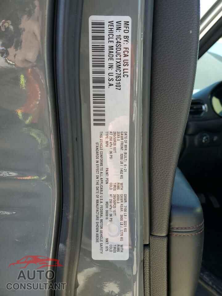 DODGE DURANGO 2021 - 1C4SDJCTXMC763107