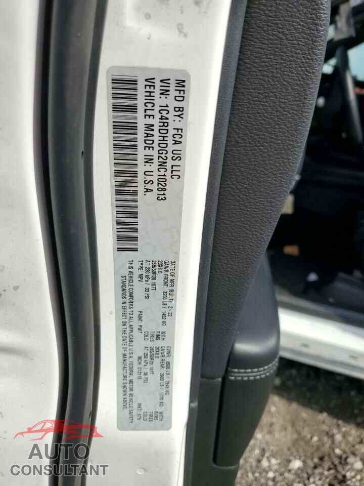 DODGE DURANGO 2022 - 1C4RDHDG2NC102813
