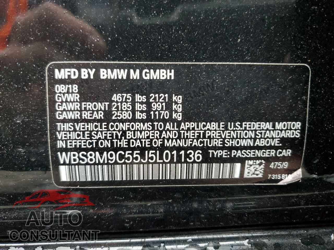 BMW M3 2018 - WBS8M9C55J5L01136