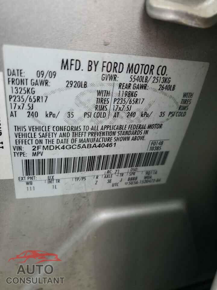FORD EDGE 2010 - 2FMDK4GC5ABA40461