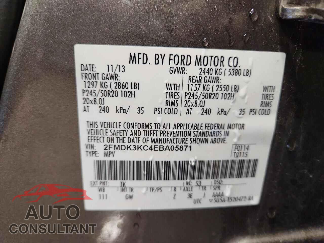 FORD EDGE 2014 - 2FMDK3KC4EBA05871