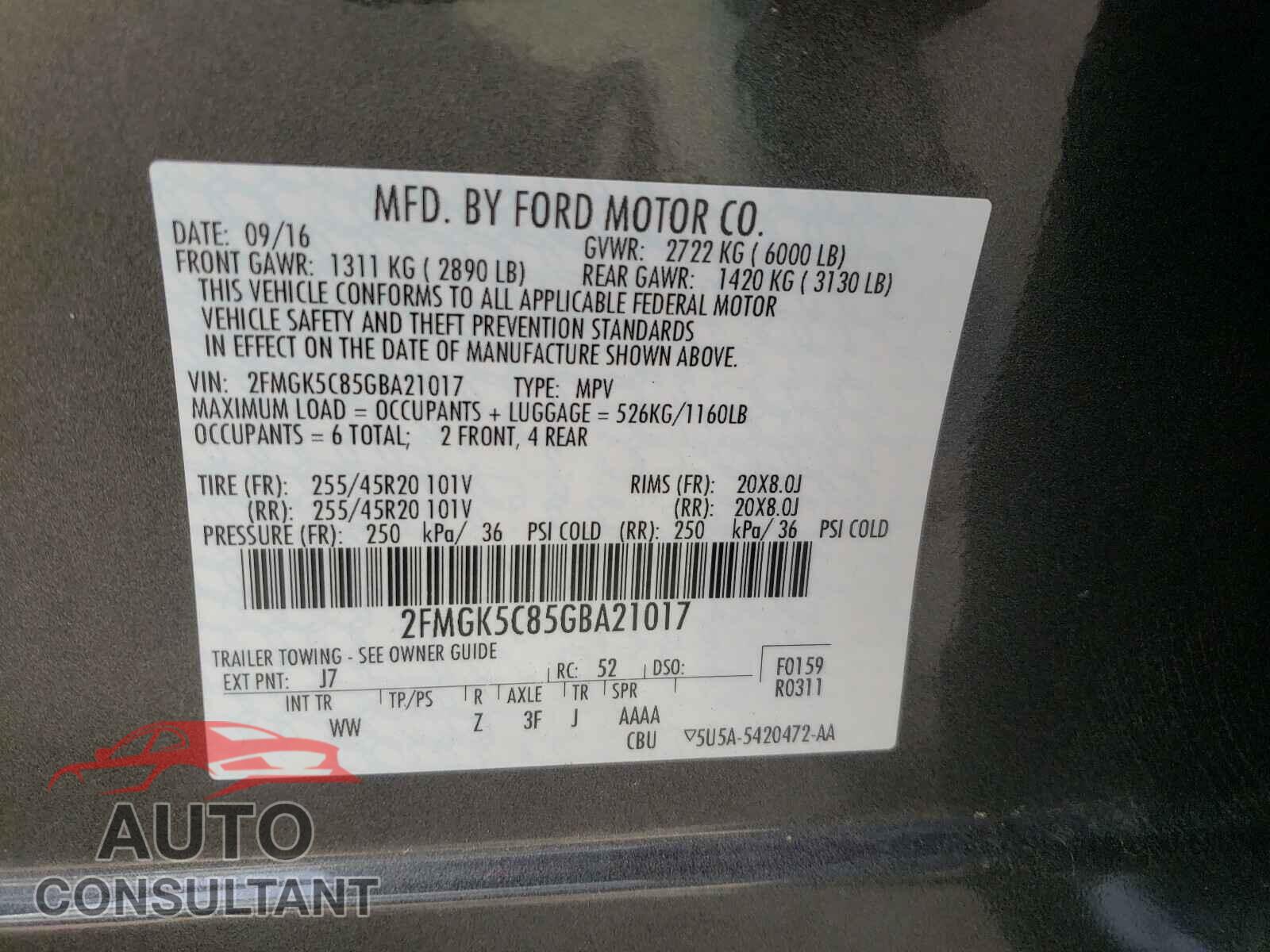 FORD FLEX 2016 - 2FMGK5C85GBA21017