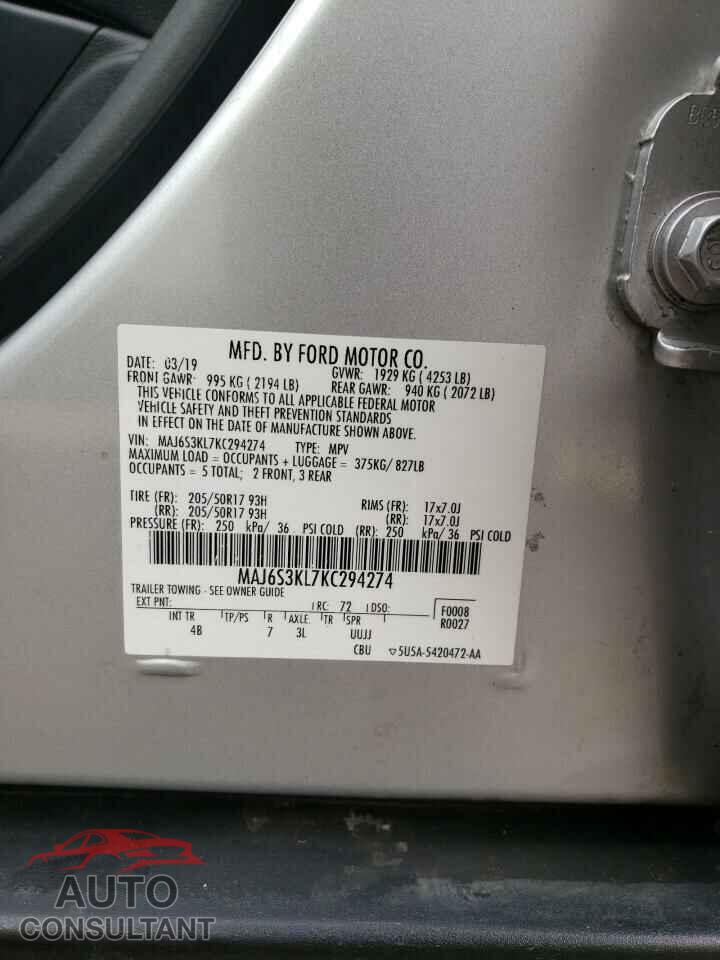 FORD ECOSPORT 2019 - MAJ6S3KL7KC294274