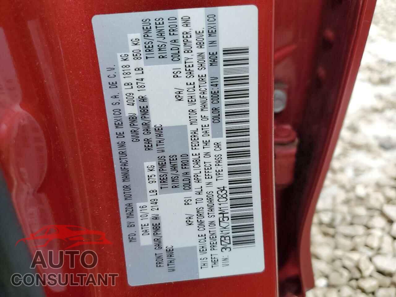 MAZDA 3 2017 - 3MZBN1K75HM110834