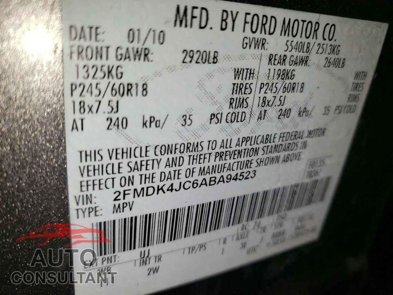FORD EDGE 2010 - 2FMDK4JC6ABA94523