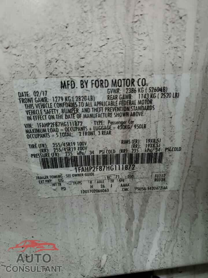 FORD TAURUS 2017 - 1FAHP2F87HG111872