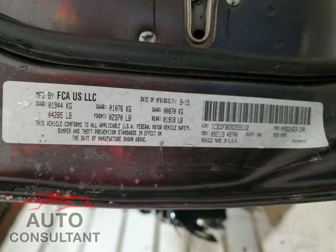 DODGE DART 2016 - 1C3CDFBB3GD555132