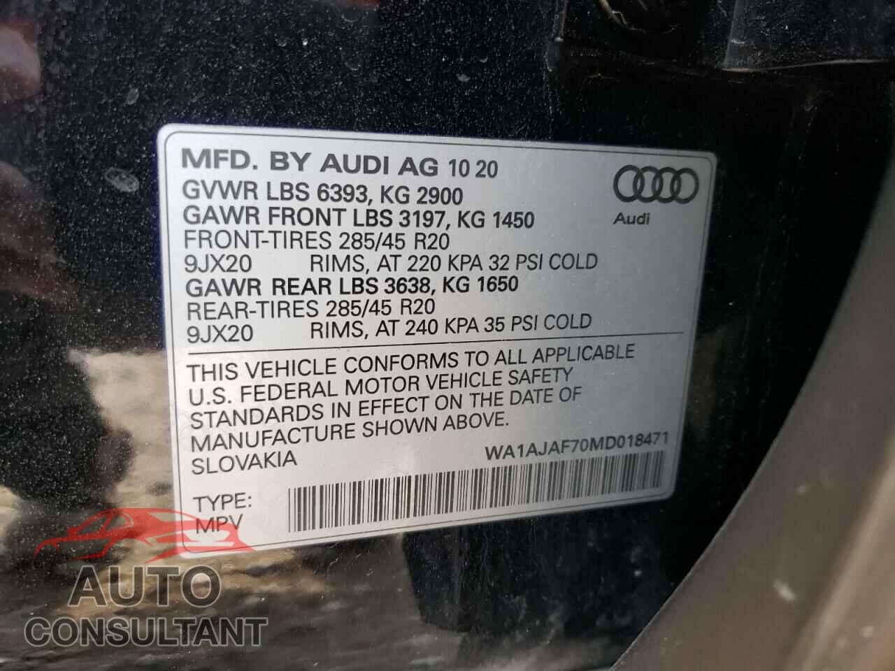 AUDI Q7 2021 - WA1AJAF70MD018471