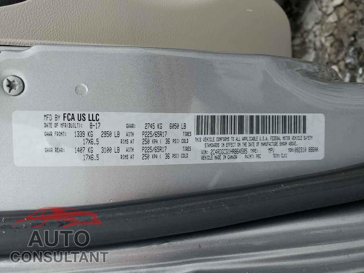 DODGE CARAVAN 2017 - 2C4RDGCG1HR864585