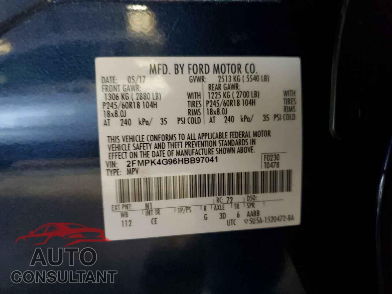 FORD EDGE 2017 - 2FMPK4G96HBB97041