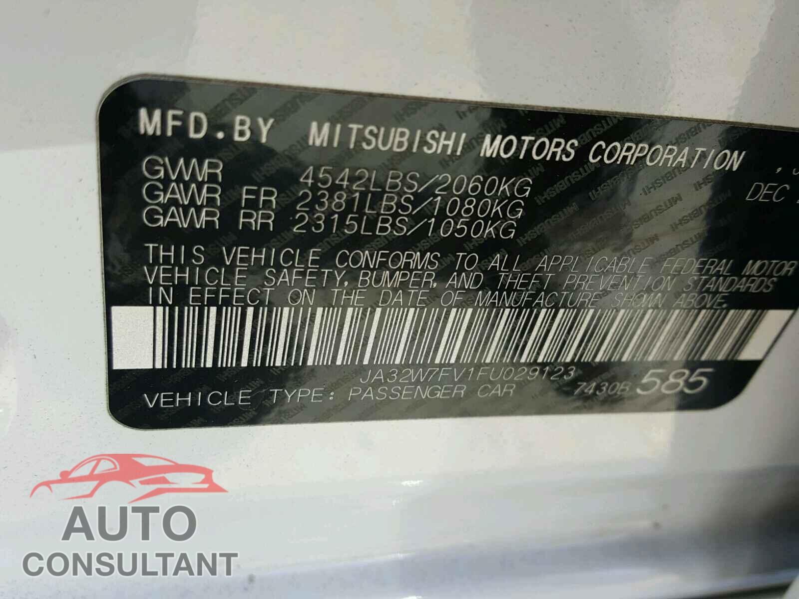 MITSUBISHI EVO 2015 - JA32W7FV1FU029123