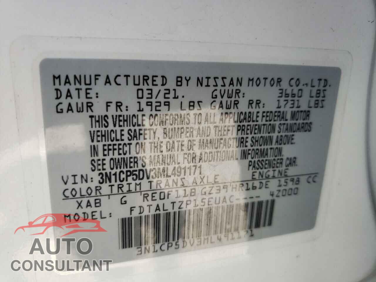NISSAN KICKS 2021 - 3N1CP5DV3ML491171