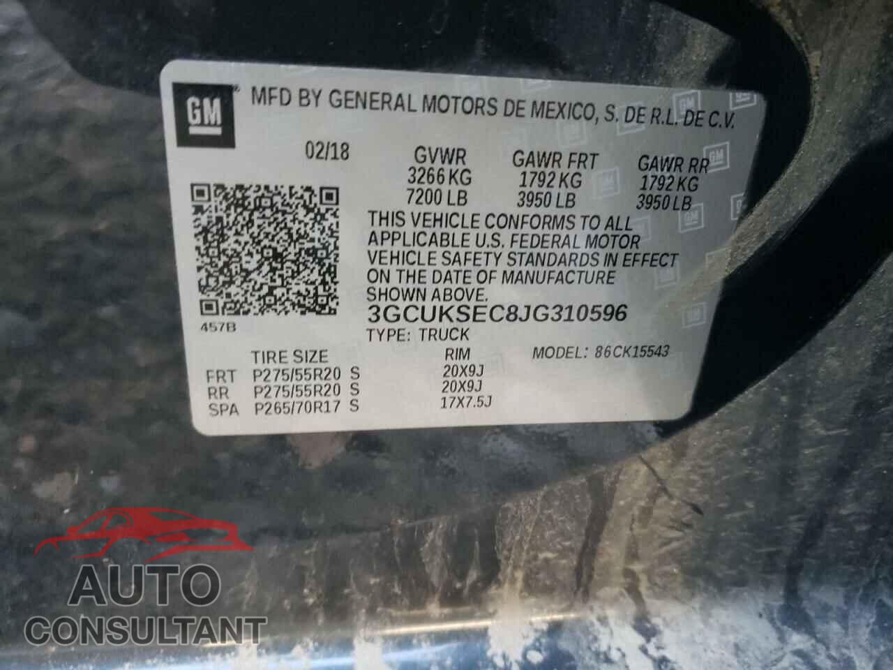 CHEVROLET SILVERADO 2018 - 3GCUKSEC8JG310596