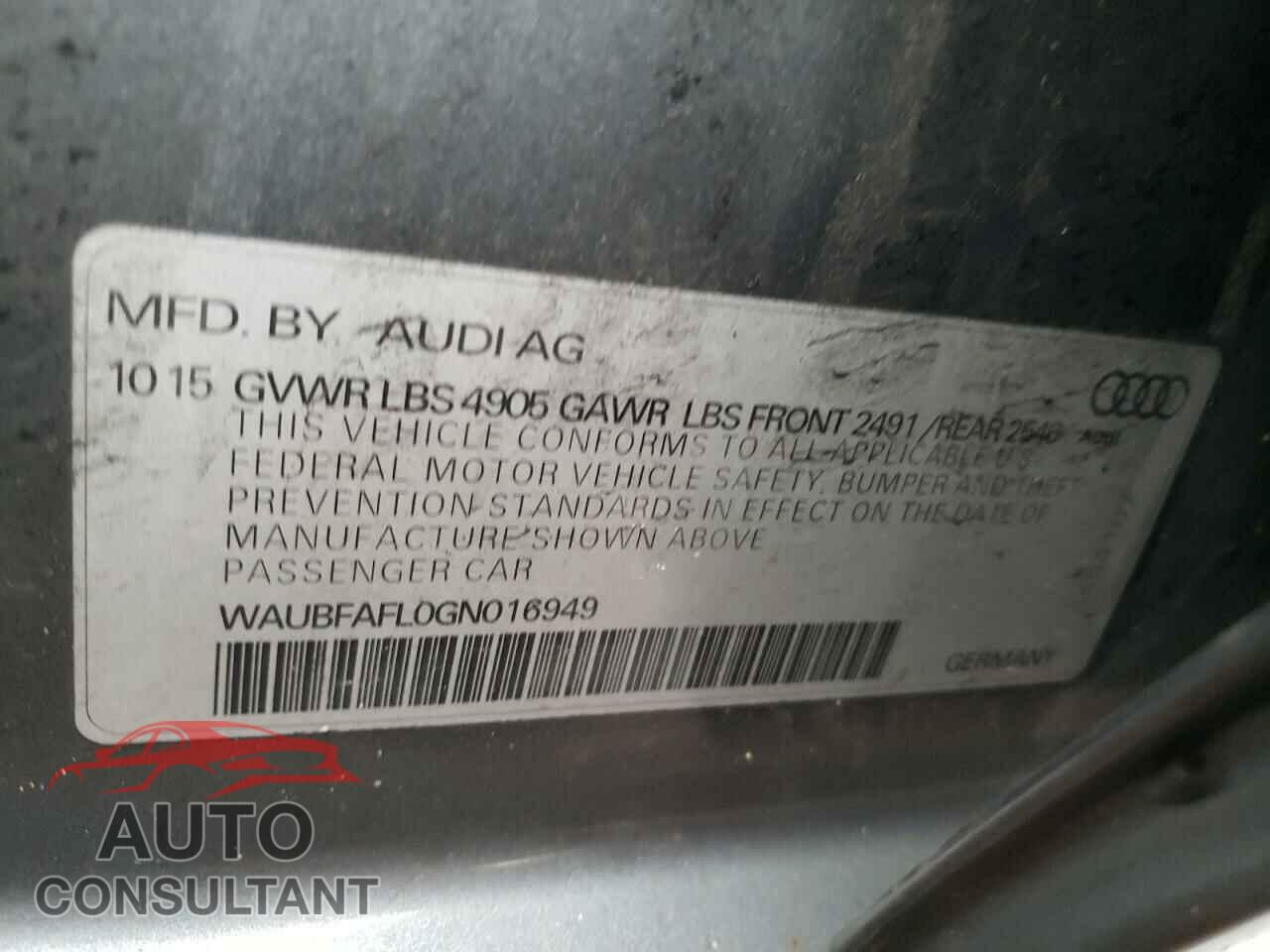 AUDI A4 2016 - WAUBFAFL0GN016949