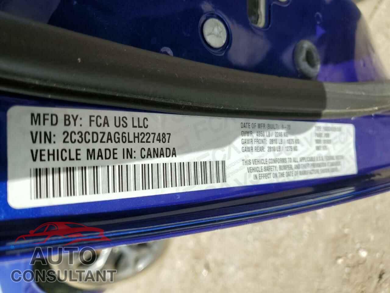 DODGE CHALLENGER 2020 - 2C3CDZAG6LH227487