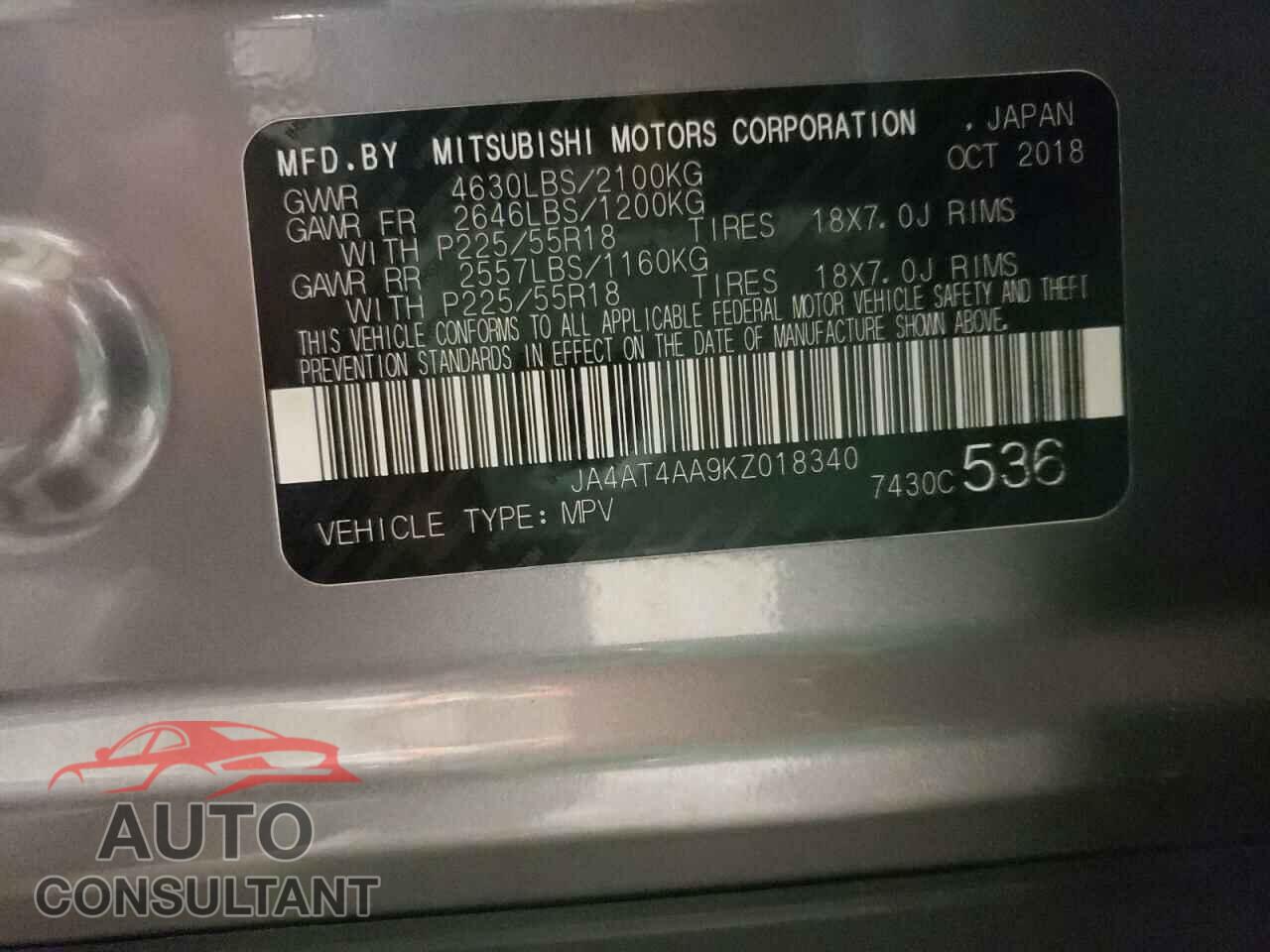 MITSUBISHI ECLIPSE 2019 - JA4AT4AA9KZ018340