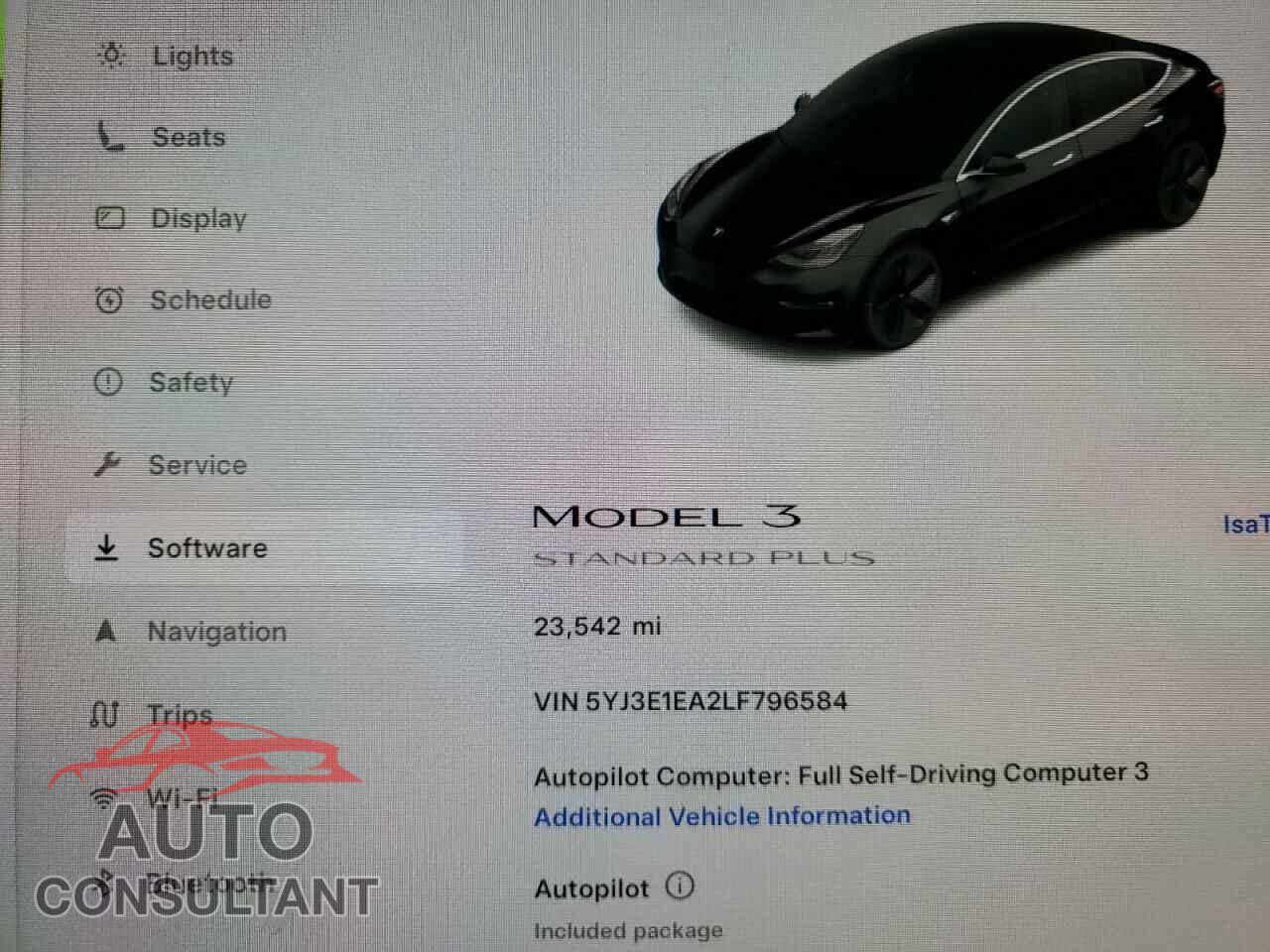 TESLA MODEL 3 2020 - 5YJ3E1EA2LF796584